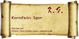 Kornfein Igor névjegykártya